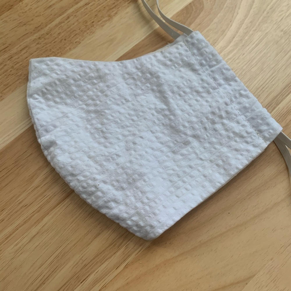 white seersucker face mask